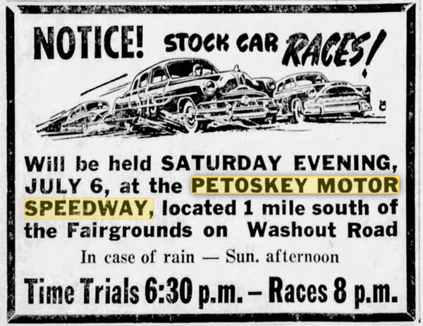 Petoskey Motor Speedway - July 5 1957 Ad (newer photo)